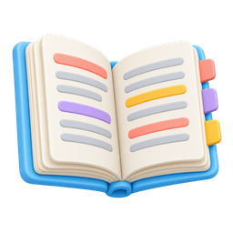 An open book with colour-coded notes