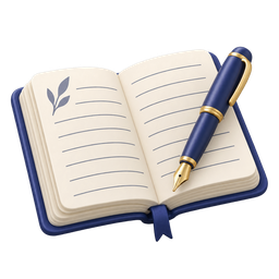An open notebook and a fountain pen