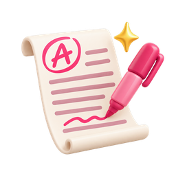 A written answer being marked with a pen
