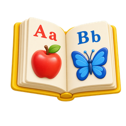 A picture book showing an apple and a leaf