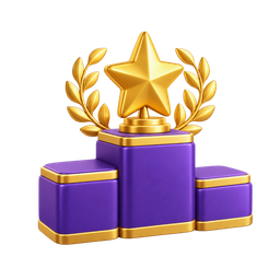 A winners podium with a star